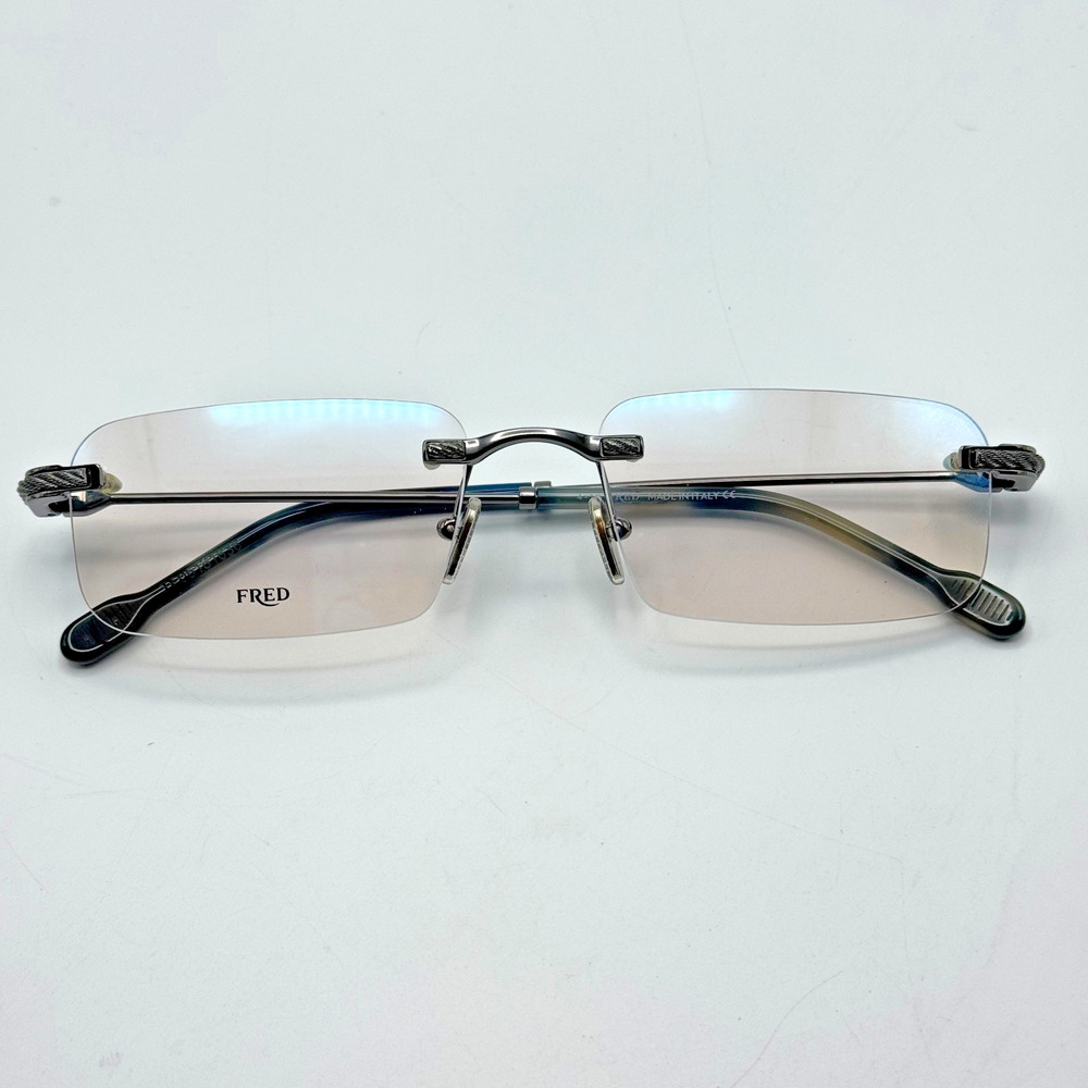 Fred Eyeglasses Frames FG50012U 006 Gunmetal Rimless Rectangle 56-18-145 NEW